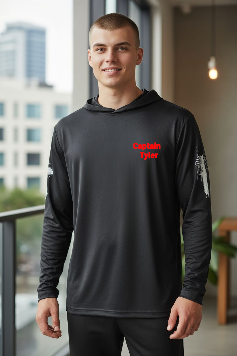 Customized Black Dri-fit Pull Over Fishing Shirt