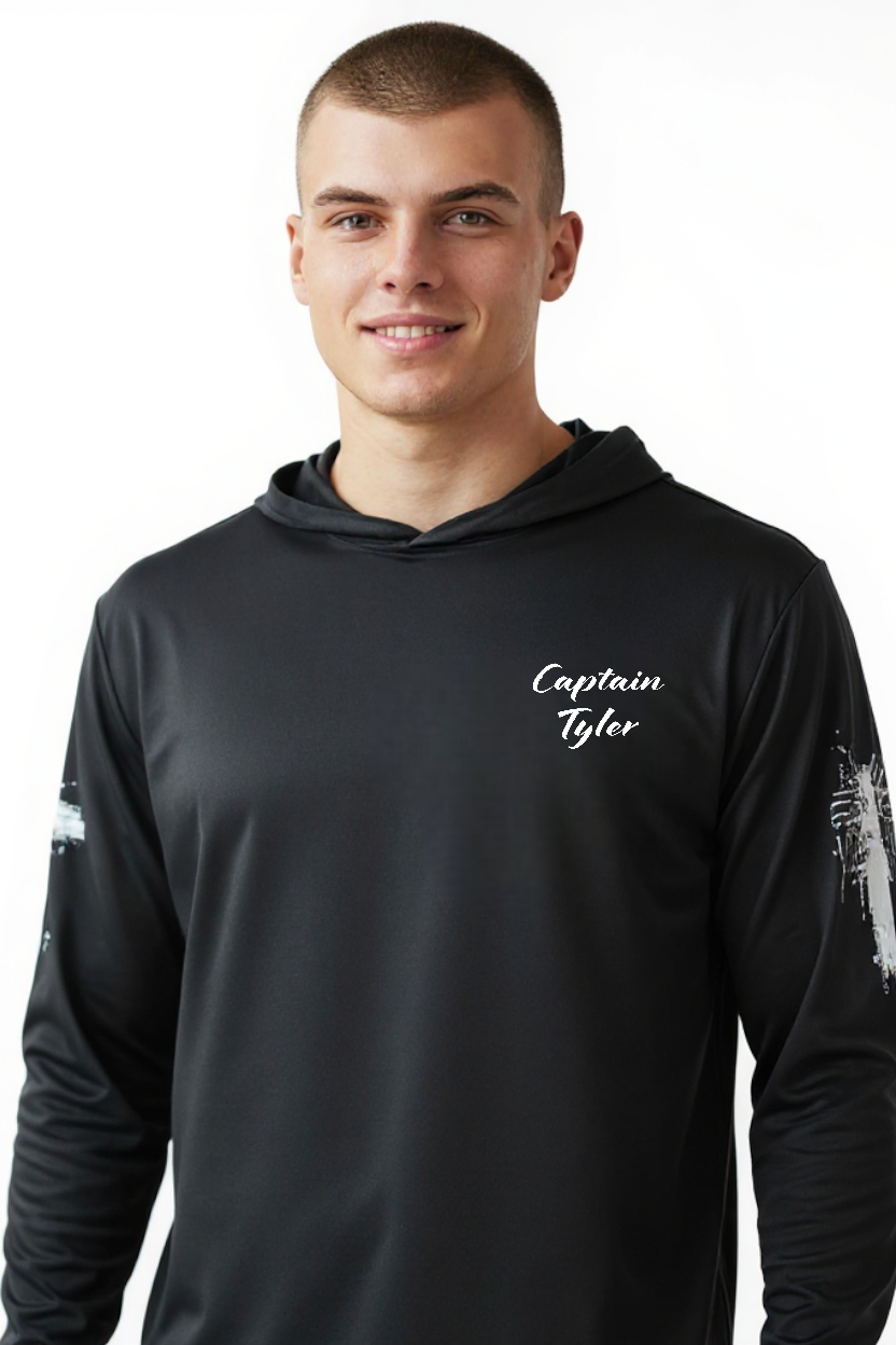 Customized Black Dri-fit Pull Over Fishing Shirt / Sailfish