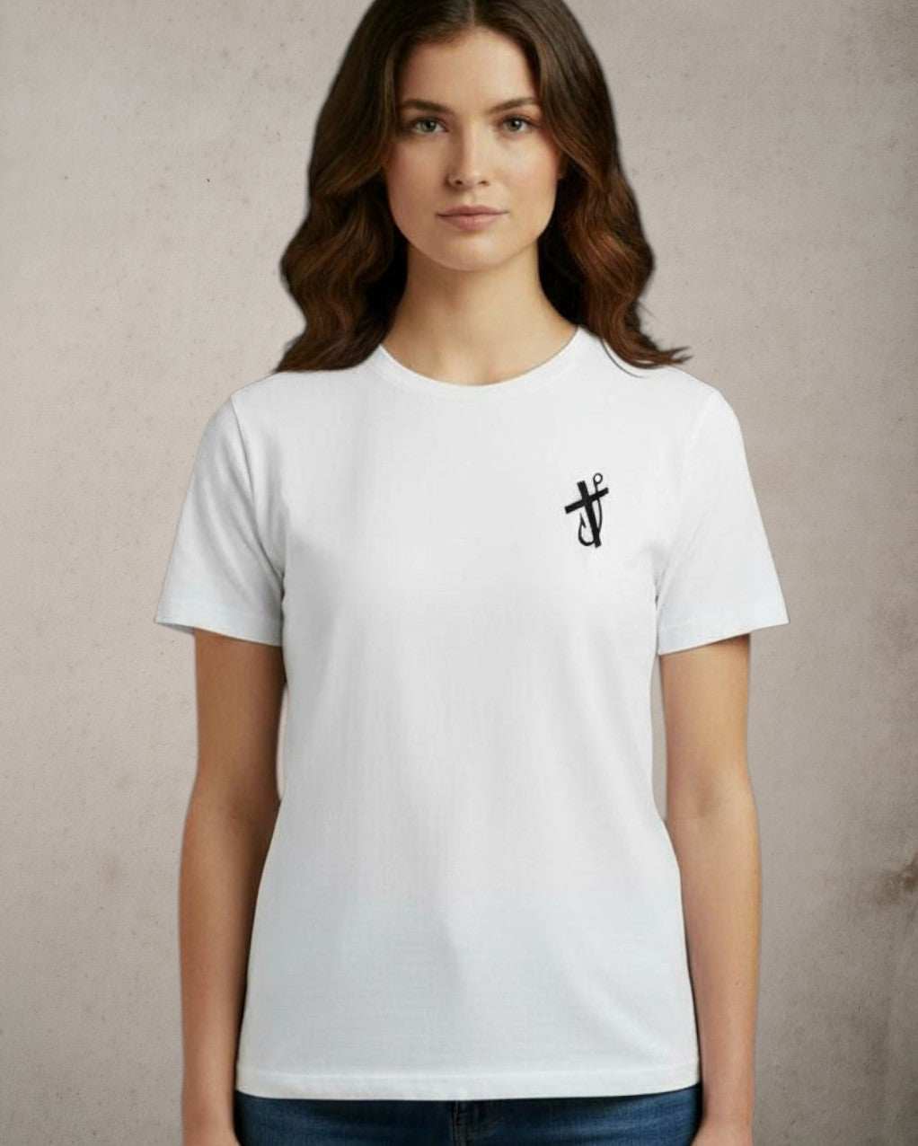 Hooked on the Cross White Cotton T Shirt