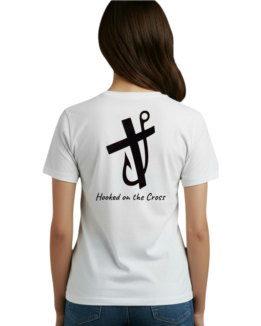 Hooked on the Cross White Cotton T Shirt