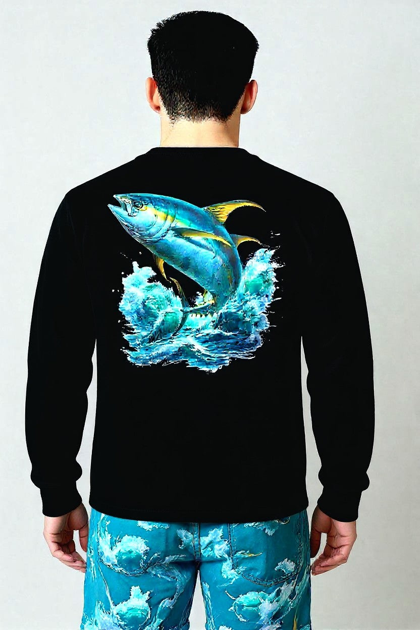 Customized Black Dri-fit Pull Over Fishing Shirt