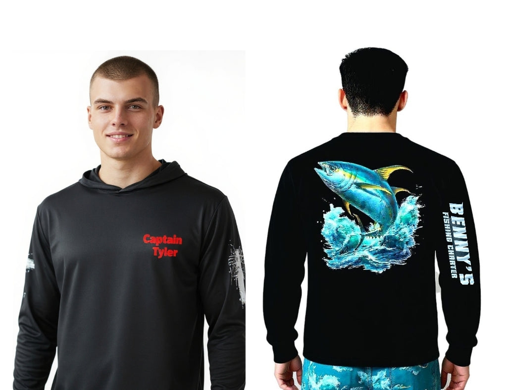 Customized Black Dri-fit Pull Over Fishing Shirt