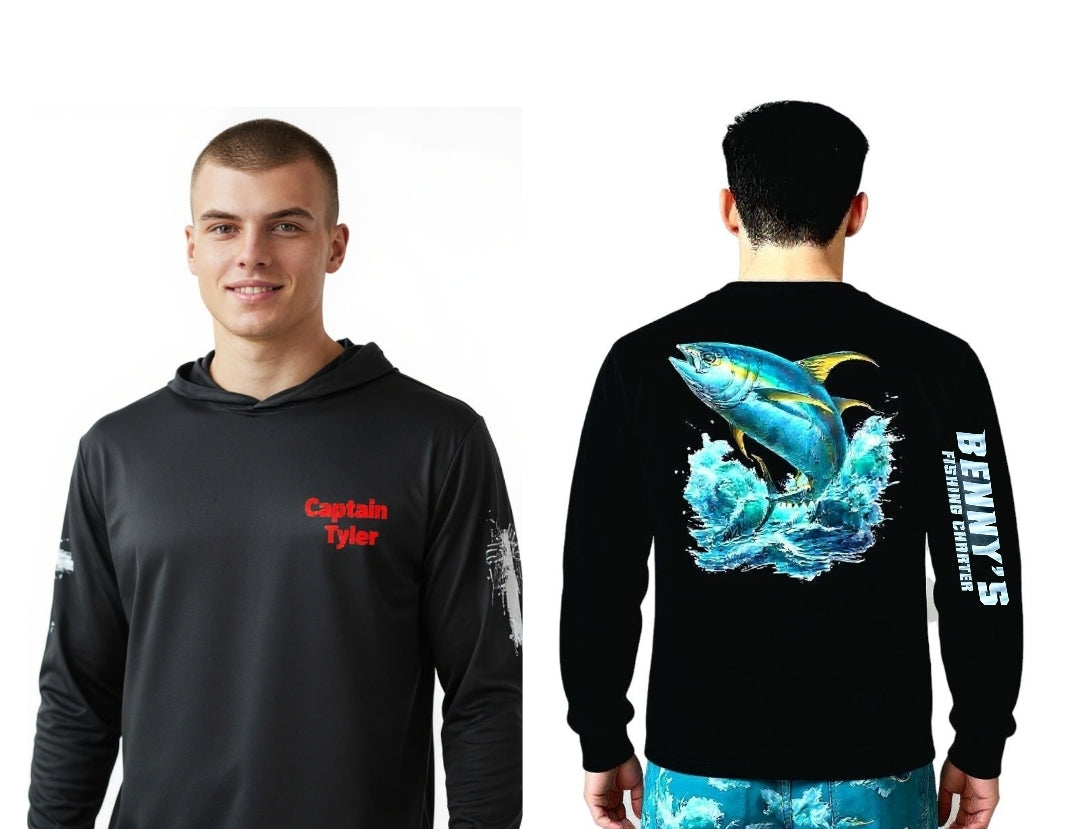 Customized Black Dri-fit Pull Over Fishing Shirt
